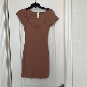 Abound Brown Ribbed Bodycon Mini Dress